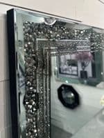 Large Galaxy Crystal Grey Mirror Glitzy Diamond Crystal Mirror 120cm x 80cm