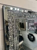 Large Galaxy Crystal Silver Mirror Glitzy Diamond Crystal Mirror 120cm x 80cm