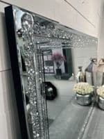 Large Galaxy Crystal Silver Mirror Glitzy Diamond Crystal Mirror 120cm x 80cm