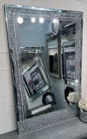 Large Galaxy Crystal Silver Mirror Glitzy Diamond Crystal Mirror 120cm x 80cm
