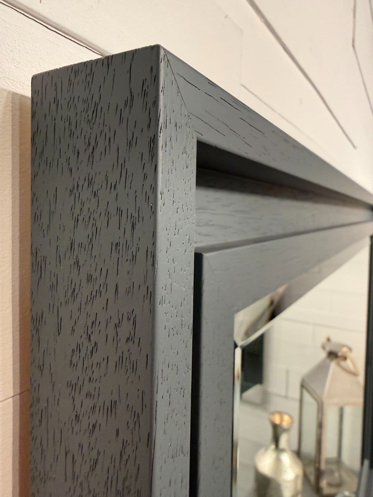 Large Grey Solid Wood Mirror Contemporary design Stepped frame HOCKNEY WOOD