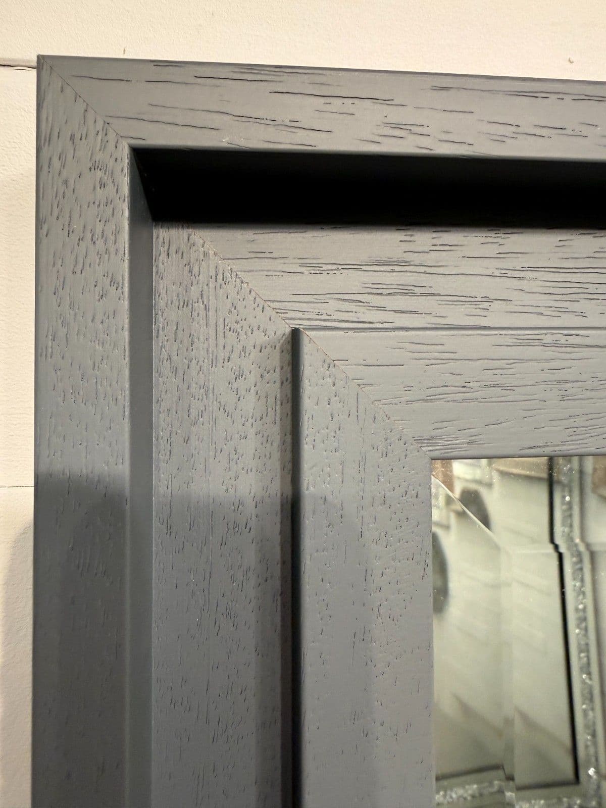 Large Grey Solid Wood Mirror Contemporary design Stepped frame HOCKNEY WOOD