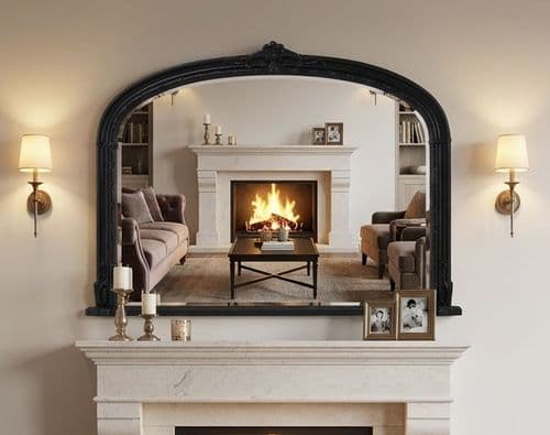 Large Mirror French White Arch Top Overmantle Ornate WINDSOR - Choose Colour