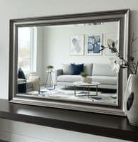 LARGE Pewter Gunmetal Mirror Contemporary Modern Classical Wall Mirror - VEGAS
