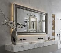 LARGE Pewter Gunmetal Mirror Contemporary Modern Classical Wall Mirror - VEGAS