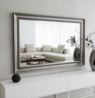 LARGE Pewter Gunmetal Mirror Contemporary Modern Classical Wall Mirror - VEGAS