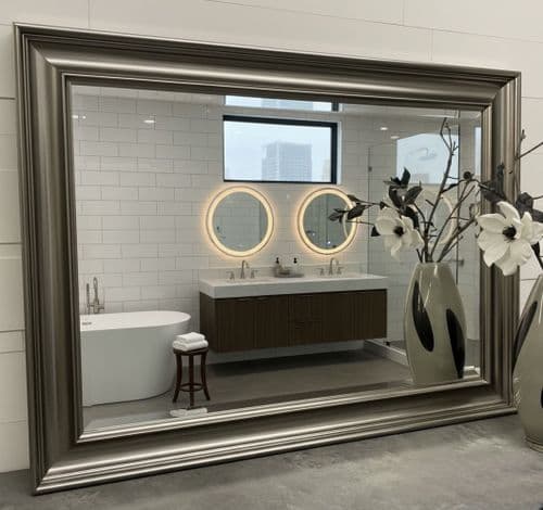 LARGE Pewter Gunmetal Mirror Contemporary Modern Classical Wall Mirror - VEGAS