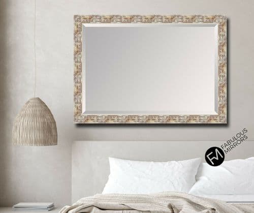 LARGE Silver Distressed French Framed Decorative Rococo Ornate Wall Mirror OPERA