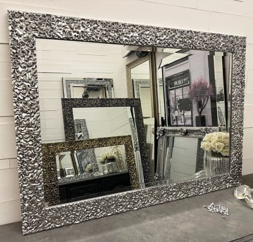 Metallic Silver Chrome Wall Mirror Molton Effect SOVEREIGN - Choose your size