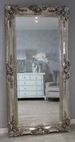 Mirror HUGE Chrome Silver Ornate Regal Decorative Free Standing Mirror - PARIS
