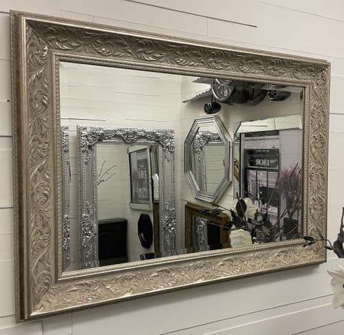 Mirror LARGE Antique Silver Framed Mirror Ornate Elegant Decorative Wall Mirror - VERONA