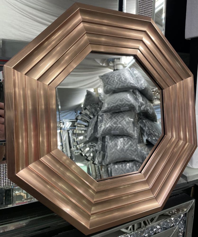 Rose Gold Octagon Mirror Contemporary design Choice of Size and frame
