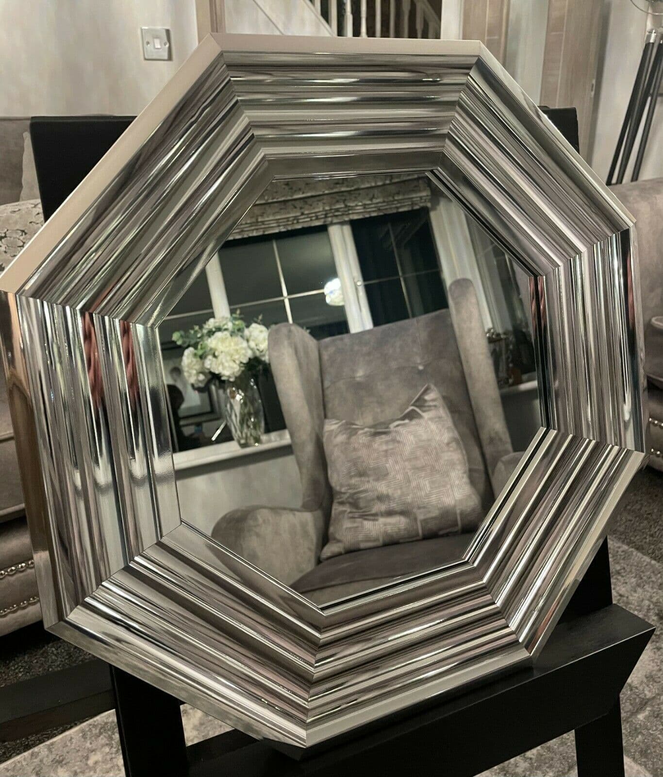 Silver Octagon Mirror Set of 5 Contemporary design Qty and frame colour