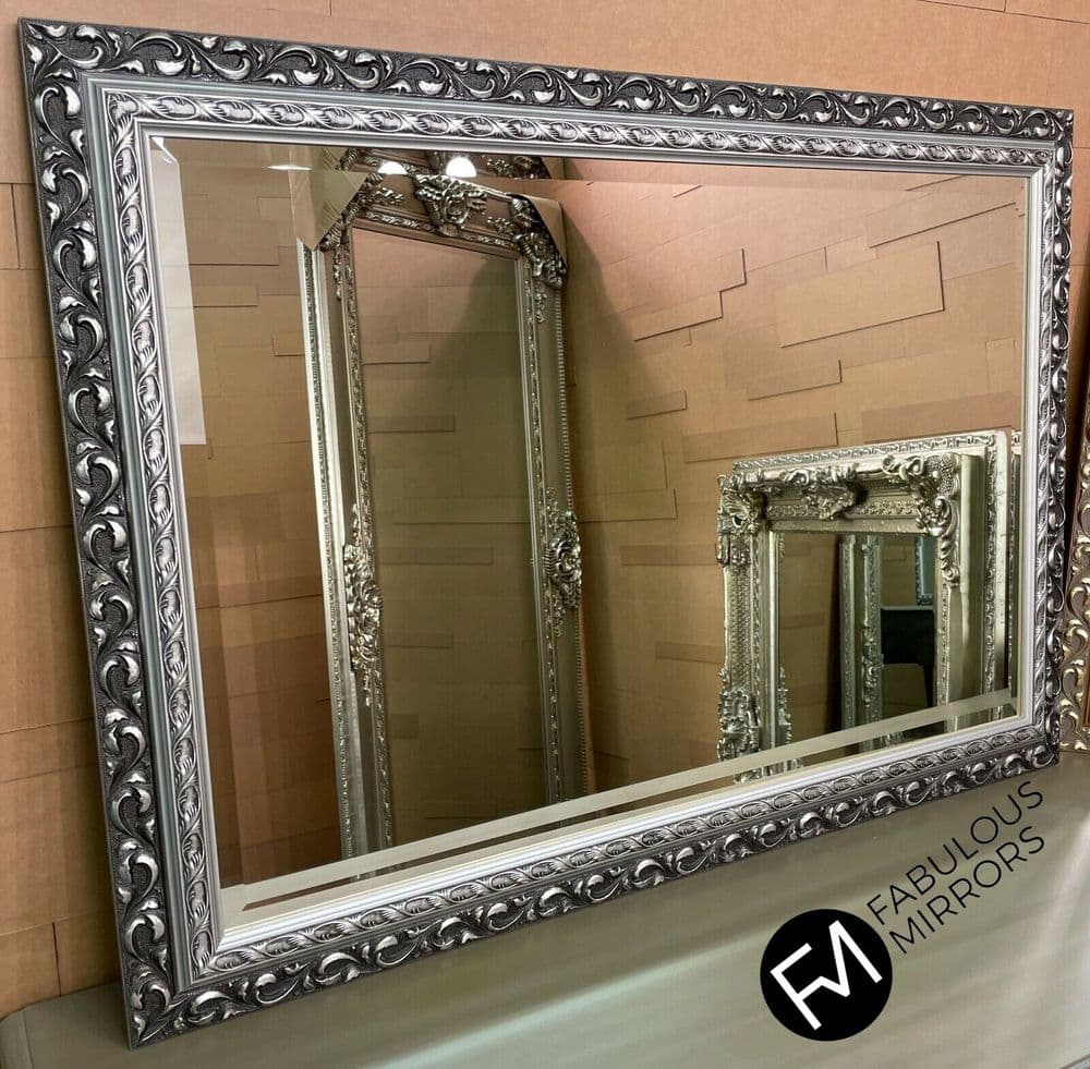 SILVER Ornate Mirror Large Rococo Decorative Mirror - Choose Size and ...