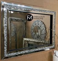 X Large Glitzy Diamond Crystal Mirror - Premium Quality - Gatsby 80x60 - Fabulous Mirrors