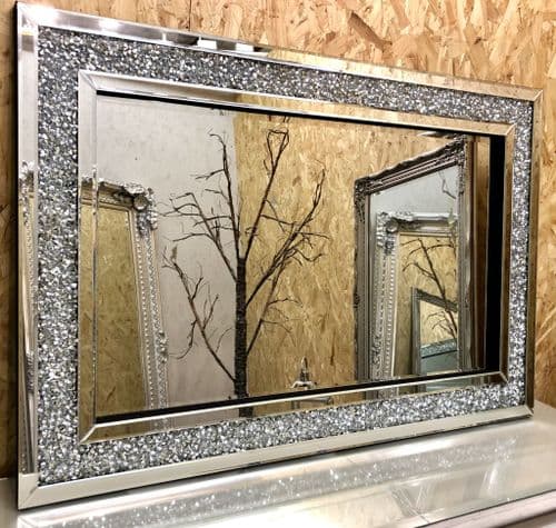 X Large Glitzy Gatsby Diamond Crystal Wall Mirror PREMIUM QUALITY