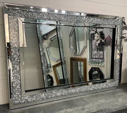X Large Mirror Glitzy Diamond Gatsby Crystal Mirror 120cm x 80cm Fabulous Mirror