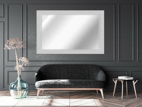 X LARGE Silver Rippled Frame Mirror Modern Elegant Wall Mirror GALAXY Delphine