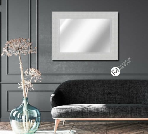 X LARGE Silver Rippled Frame Mirror Modern Elegant Wall Mirror - GALAXY