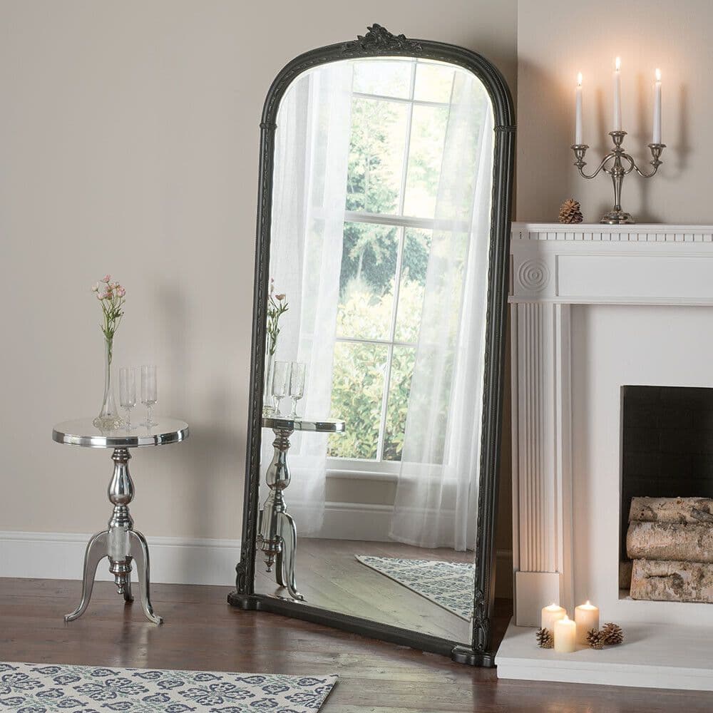 XL Mirror Black Arch Top Leaner Ornate Antique Decorative WINDSOR