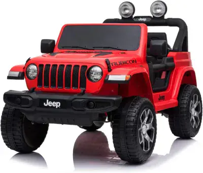 12v Jeep Wrangler Rubicon - Kids Electric Ride On Jeep -  RED