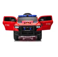 12V Kids Electric Ride On Fire Truck - RED