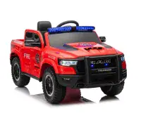 12V Kids Electric Ride On Fire Truck - RED