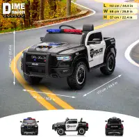 12V Kids Electric Ride On Police Truck - BLACK