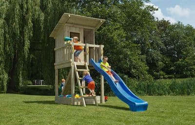 Blue Rabbit Beach Hut 150cm Climbing Frame - with slide and rock wall