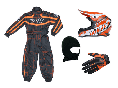 Kids Wulfsport Clothing & Helmet Bundle Deal - ORANGE