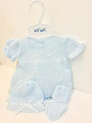 3pc Blue Knit Bubble Set