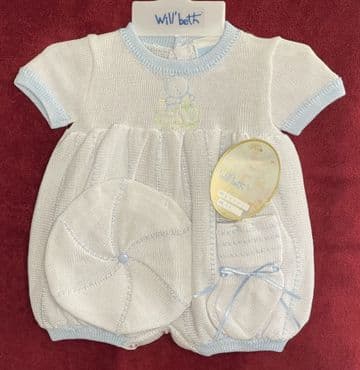 3pc White Blue Knit Set