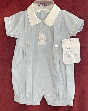 Blue Embroidered Romper