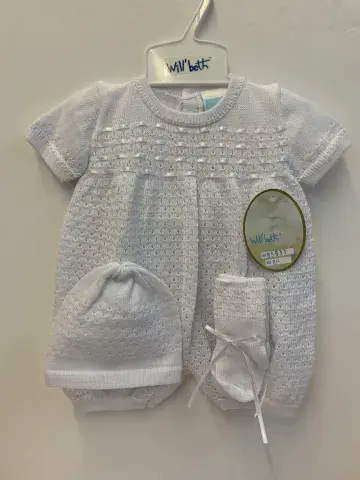 Knit Romper 3pcs set - Ivory