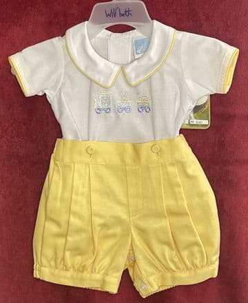 White Yellow Train Detail Romper