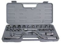 1/2" DRIVE SOCKET SET 25 PIECE 25PCE HEAVY DUTY WRENCH TOOL RATCHET SAE METRIC