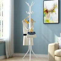 12 HOOKS COAT STAND GARMENT RACK METAL CLOTHES RAIL HAT UMBRELLA HANGER SHELF