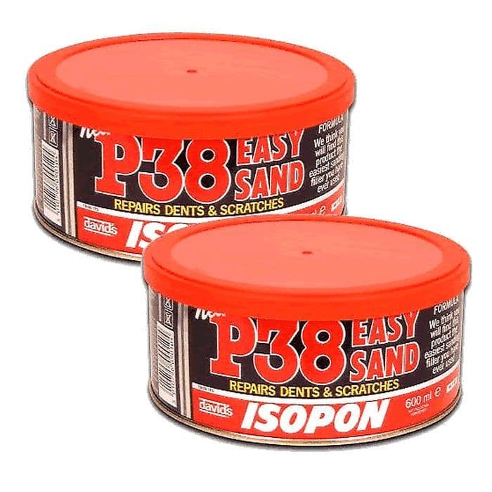 2 x David Isopons P38 Easy Sand Car Body Filler Scratches Dents 600ml