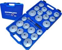 23PC CAP TYPE OIL FILTER WRENCH SET AUTOMOTIVE REMOVAL SOCKET ALUMINIUM TOOL KIT