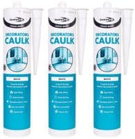 3 X DECORATORS CAULK GAP & CRACK FILLER (EU3) - BOND IT ACRYLIC QUICK CURE WHITE