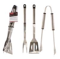 3pc BBQ Tool Set Stainless Steel Fork Tong Spatula Utensils Cooking Grilling Set