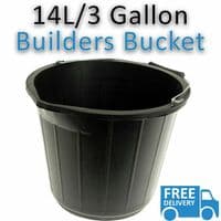 BLACK PLASTIC BUILDERS BUCKET 3 GALLONS 14L HEAVY DUTY WATER/FEED STORAGE HANDLE