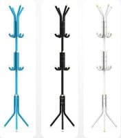 COAT RACK 12 HOOK FREE STANDING STAND HAT UMBRELLA METAL JACKET HANGER CLOTHES