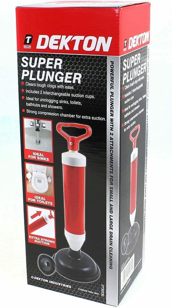 DEKTON SUPER PLUNGER SINK AND WASTE PIPE UNBLOCKER BLOCKED DRAIN SHOWER