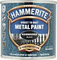 HAMMERITE HAMMERED BLACK DIRECT TO RUST QUICK DRYING METAL PAINT 250ML