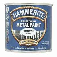 HAMMERITE SMOOTH WHITE DIRECT TO RUST QUICK DRYING METAL PAINT 250ML