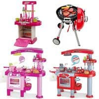 KITCHEN PLAY SET COOKING CHILDRENS KIDS GIRLS BOYS PINK RED TOY PRETEND GIFT