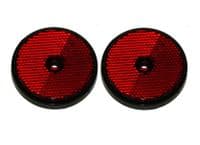 Pair Of Round Red Rear Reflectors Caravan Motorhome Car Horsebox Towing Screw On