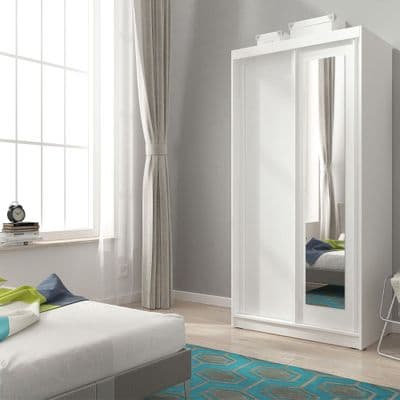 Alaskan Wardrobe 100cm/150cm/200cm White Sliding 2 Door