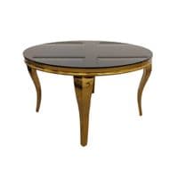 Asher 1.3m  Round Glass Dining Table Gold Frame With White Top
